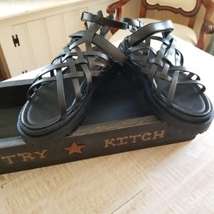 Nasty Gal Black Strappy Platform Sandals Size 9